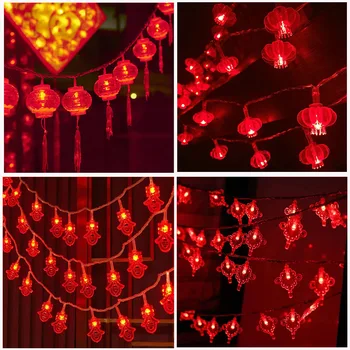 1,5 м 10LED Коледна Червен Фенер Ред Рожден Ден, Сватбена Украса на Коледна Елха, Висящи Лампа на Китайския Пролетен Фестивал за Доставка