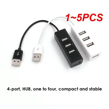 1 ~ 5ШТ 4-Портов USB Хъб, Mini USB Spliter Хъб Адаптер Черен Високоскоростен Хъб USB 2.0 Адаптер За PC Компютърни Аксесоари