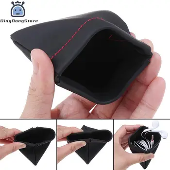 1 бр. черен мини твърд калъф за слушалки, преносим чанта за слушалки, кутия, чанта за съхранение на слушалките от изкуствена кожа, Защитен USB-кабел, Органайзер