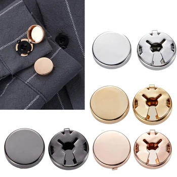 1 Чифт медни кръгли покривала за копчета на белезници, копчета за ръкавели за сватбени, официални ризи, мъжки калъфи за официални копчета, имитация на копчета за ръкавели