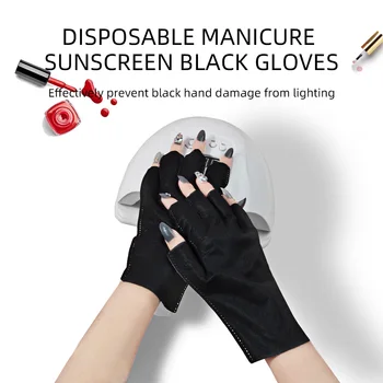 10 двойки/пакет Черни ръкавици за Еднократна употреба за нокти-арт, Със защита от ултравиолетови лъчи, Ръкавици за защита от UV-лъчение, Професионални аксесоари за нокти