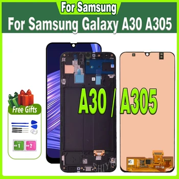 100% Тествана Super AMOLED На Samsung A30 2019 A305 LCD дисплей За Samsung A30 A305F LCD екран е чувствителен на Допир Дигитайзер В Събирането на Ремонт