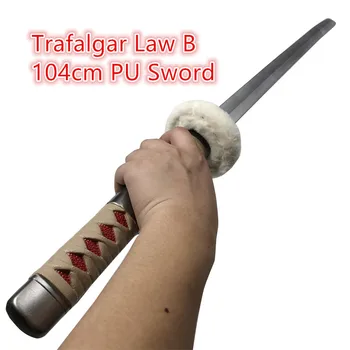 104 см Нож за cosplay, 1: 1 Аниме-меч Zoro Трафальгарский закон Червен Меч Оръжие Катана Защитен нож от изкуствена кожа Самурайски меч Играчка