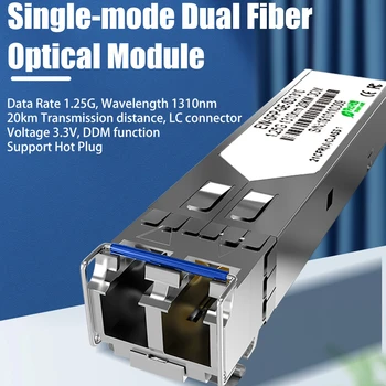 10G SFP + Двухшпиндельный Модул от Оптични влакна, LC DDM 10/20 км 1310 нм с Пълна съвместимост Cisco/Mikrotik/Huawei/Extreme Switch