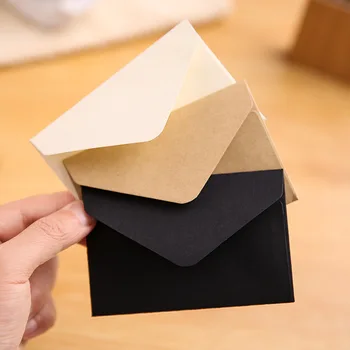 10ШТ Крафт-бланковый Мини-хартиен плик Крафт бял Черен хартиен плик, пощенска картичка, съобщение, Писмо, на Хартиен подарък за стационарно съхранение