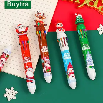 1БР 10 цвята, скъпа коледна химикалка химикалка, гел химикалки с участието на Дядо Коледа от картун Kawai, за писане, ученически пособия, офис аксесоари