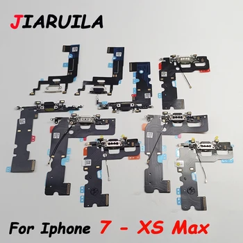 1бр оригинална за iPhone 7 8 Plus X XR XS Max USB порт за зареждане, докинг станция за зарядно устройство, гъвкав кабел за зареждане с микрофон Mic