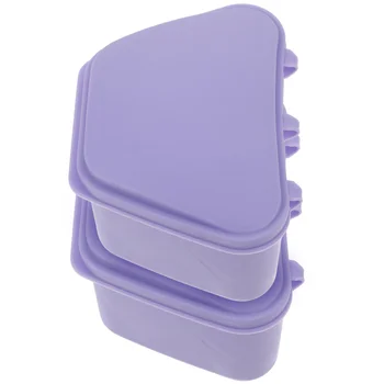 2 елемента Калъф за зъбни протези, Брекет-калъф, Малък контейнер за зъбни протези, кутия за съхранение на скоби, Хонорар-титуляр