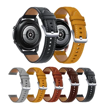 20 мм Кожена Каишка За Часовник Samsung Galaxy Watch 3 41 мм 42 мм Активен 2 Гривна За Ticwtch GTH 2 E3 E2 Смарт гривна На Китката