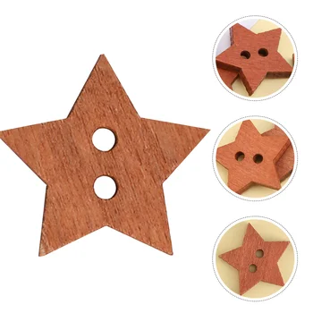 200шт дървени копчета във формата на звезда, копчета във формата на петолъчна звезда, дървени копчета за шиене със собствените си ръце