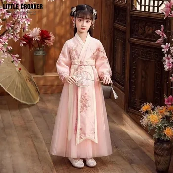 2023 Нов дъждобран с бродерия Hanfu, детско винтажное китайското рокля фея за момичета, бала, рожден ден, подарък за Коледа, cosplay