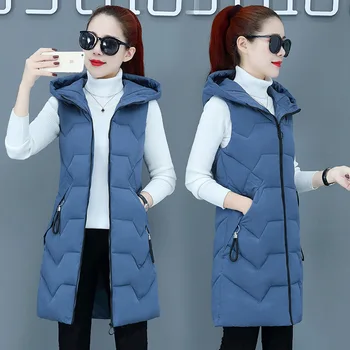 2023 Новият есенно-зимния пуховик от памук, дамска мода средна дължина, Корейски студентски жилетка с качулка, модно палто на рамото