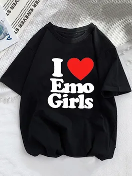 2023 Тениска I Emo Girls с графичен принтом Модни дрехи Harajuku с къс ръкав Ежедневни дамски блузи Y2K Tee