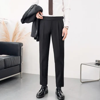 2023Fit, реколта мъжки ежедневни панталони бизнес панталони с дължина до щиколоток, Офис мъжките официални панталони