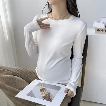 220 # 2024 Есенно-зимни плетени памучни ризи за бременни, прилепнали блузи трапецовидна форма, дрехи за бременни, тениски за бременни