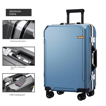 26-инчов популярни модерен брендовый куфар на колела, мъжки пътен куфар с алуминиева рамка, жената багаж с цип