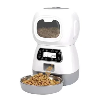 3,5-литров автоматична ясла за домашни любимци Smart food dispenser за кучета и котки с таймер Безжична доставка на Купа от неръждаема стомана