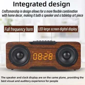 30 W Мощен Многофункционален Дървена Bluetooth-Високоговорител Домашен Настолен Компютър Говорител alarm clock Поставяне на Карти Субуфер TF/