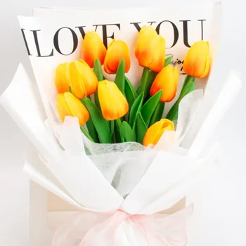 35 см Лале, изкуствени цветя, 5 бр. Букет цветя, Сватбени Цветя за украса на дома, Лалета на Деня на Майката, подарък, изкуствени цветя