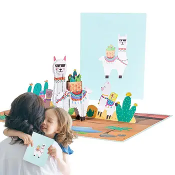 3D Поздравителни картички Сладък поп поздравителни картички от алпака Забавни творчески празнични хартиени картички за годишнина, Коледа, Благодаря