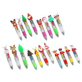 4 броя Коледна химикалка писалка 10 цвята в 1 Многоцветен дръжка за подарък на момче и момиче D5QC