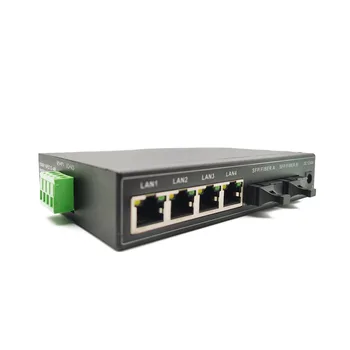 4 порта 10/1000 Mbit /с Удължител за Ethernet мрежа Gigabit POE далечни разстояния, съвместима медиаконвертер, 4 порта poe