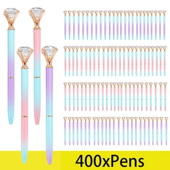 400шт Големи диамантени писалки, сватбени химикалки, скъпа кристален химикалка писалка за училище канцеларски материали
