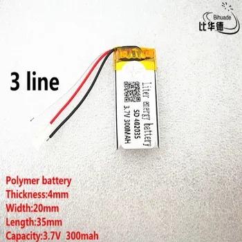 5 бр./лот 3 линии с Добро качество 3,7 В, 300 ма, 402035 Полимерна литиево-йонна батерия за ИГРАЧКИ, POWER BANK, GPS, mp3, mp4