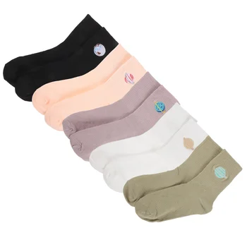 5 Чифта памучни чорапи, чорапи-тръбички, дамски Чорапи с бродерия Planet, Модни Чорапи