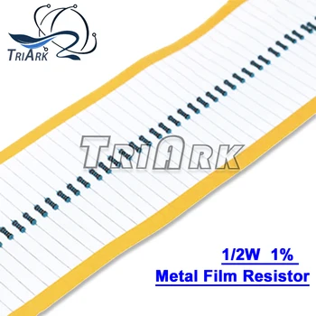 50ШТ 1/2 W 0R-2.2 M 1% метален филмът резистор 0,5 W 0 2.2 10 100 120 150 220 270 330 470 1K 2.2 K 4.7 K 10K 100K 470K 1 M Ома