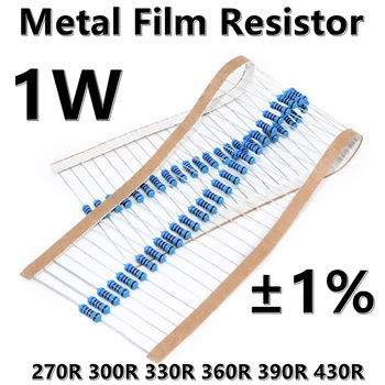 (50шт) 1 W Метален филмът резистор 1% пятицветный околовръстен точност резистор 270R 300R 330R 360R 390R 430R