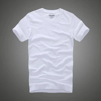 B7151 памучен однотонная мъжка тениска camiseta с къс ръкав