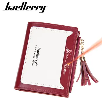 Baellery 2023 Нови къси дамски портмонета, сладък държач за карти с гравирана с име, прости дамски портмонета, модерен портфейл Kpop за момичета