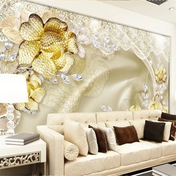 beibehang Потребителски тапети 3D злато диамант луксозна декорация от рози стени 5d дневна спалня стенописи papel de parede 8d тапети