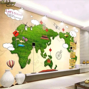 beibehang Потребителски фотообои стенопис 3d мультяшная карта на света красива всекидневна ТЕЛЕВИЗИЯ фон тапети начало декор
