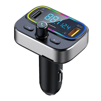BT66 Автомобилен FM предавател, Bluetooth 5,0 MP3 аудио плейър QC3.0 Двойно USB + PD Бързо Зарядно Устройство Безжичен комплект за Кола 