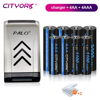 CITYORK 1.2 V AA + ААА Акумулаторна NI-MH Батерия AAA AA NIMH Батерии С Нисък самозарядом Със Зарядно Устройство 1.2 V AA AAA