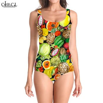 CLOOCL Нов модерен бански костюм от серията Hawaii Fruit Party, плажно облекло с принтом, бански костюм без ръкави с отворен гръб, Монокини, директна доставка