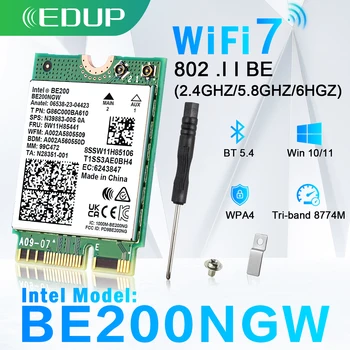 EDUP WiFi7 Мрежова карта Intel BE200 8774 Mbps Wifi Bluetooth Адаптер 5,4 Трибандов 2,4 G/ 5G/6 Ghz BE200NGW M. 2 Безжичен Адаптер NGFF