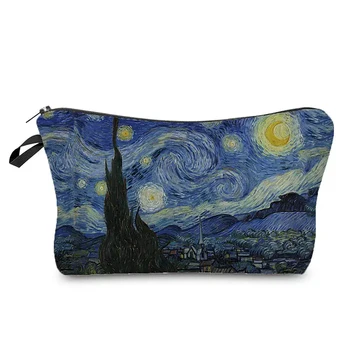 FUDEAM Van Gogh С Изображение на Звездното Небе Преносима Дамски Пътна Чанта За Съхранение на Тоалетни Принадлежности, Косметичка, Водоустойчиви Дамски Косметичка