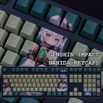 Genshin Impact Keycaps Украса на клавиатурата Nahida Прозрачен PBT Keycap Cool Man Отаку Геймър Аксесоари за cosplay, в подарък