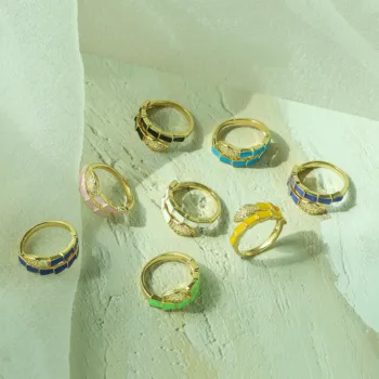 HECHENG, Цветни Змеиные Регулируеми пръстени за жени, Просто темперамента на Брачни, Модни бижута на Едро