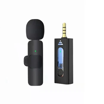 HFES K35 Петличный Микрофон с шумопотискане на ревера Безжичен 3,5 мм Ненасочено кондензаторен микрофон за камера, AUX говорител