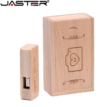 JASTER Отточна тръба на шарнирна връзка, USB флаш-диск 128 GB Дървена подарък кутия флаш памет 64 GB Безплатна карта с памет с потребителски логото на 32 GB Творчески U-диск 16 GB