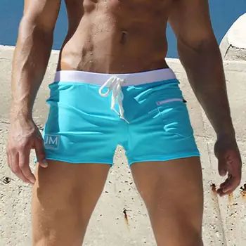 Jockmail Мъжки летни боксерки-бикини, секси Танкини с джоб с цип с ниска талия, Нова висококачествена водоустойчива плажно облекло Calcalinha