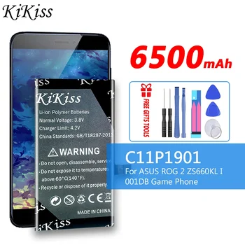 KiKiss за ASUS Батерия за телефон с голям Капацитет C11P1901 За Игра Телефон ASUS ROG 2 ZS660KL I001DB 6500 mah + Инструменти