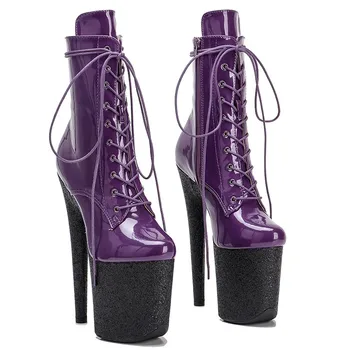 LAIJIANJINXIA/ Новост; Модерни обувки за танци на един стълб от изкуствена кожа 20 см/8 инча; модерни Дамски обувки на платформа и висок ток; 200 г.