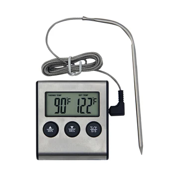 LCD Дигитален Термометър За Готвене на Скара на дървени въглища за Барбекю 0 ~ 250 ° C Термометър За Готвене Сензор за Температурата на Храната с Таймер, Аларма