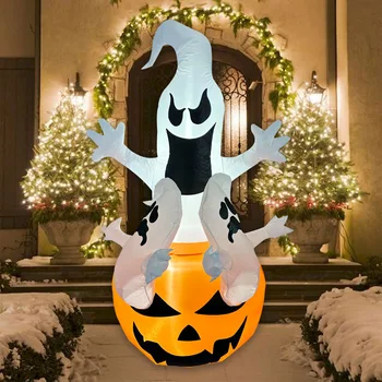 Led надуваеми фенери за Хелоуин страшни призраци с променящите се цветове, Домашни градини, Вътрешен двор, декор за Хелоуин, светещи призрачни Подпори, лампи