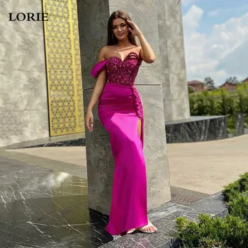 LORIE Ярко-розови вечерни рокли с русалочкой, рокли за абитуриентски бал с пайети, Елегантни вечерни рокли с плисета 2023